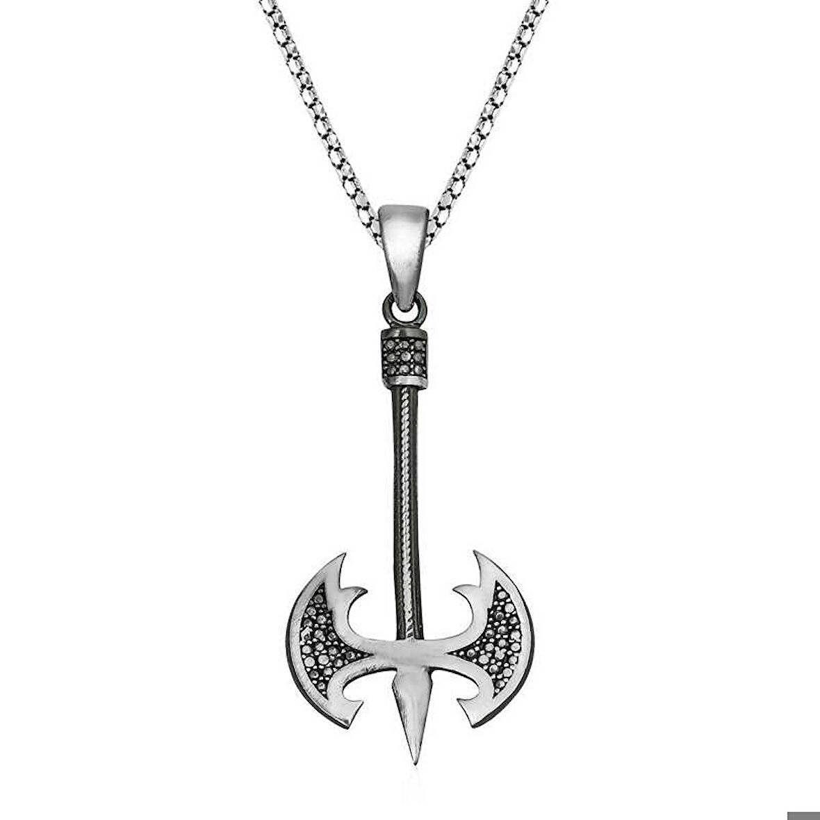 Ebuz Gümüş Balta Erkek Kolye