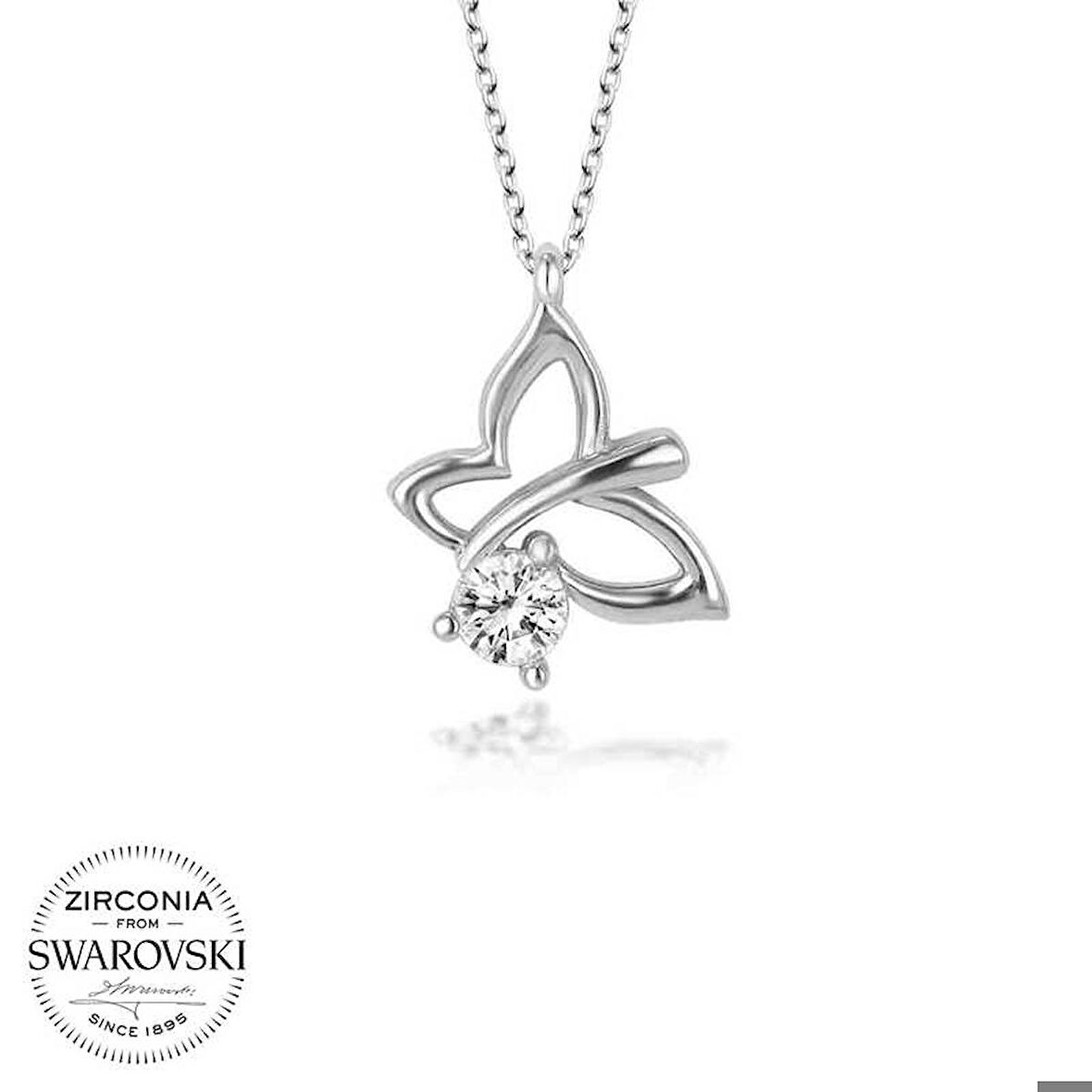 Ebuz Swarovski Taşlı Gümüş Yusufcuk Bayan Kolye
