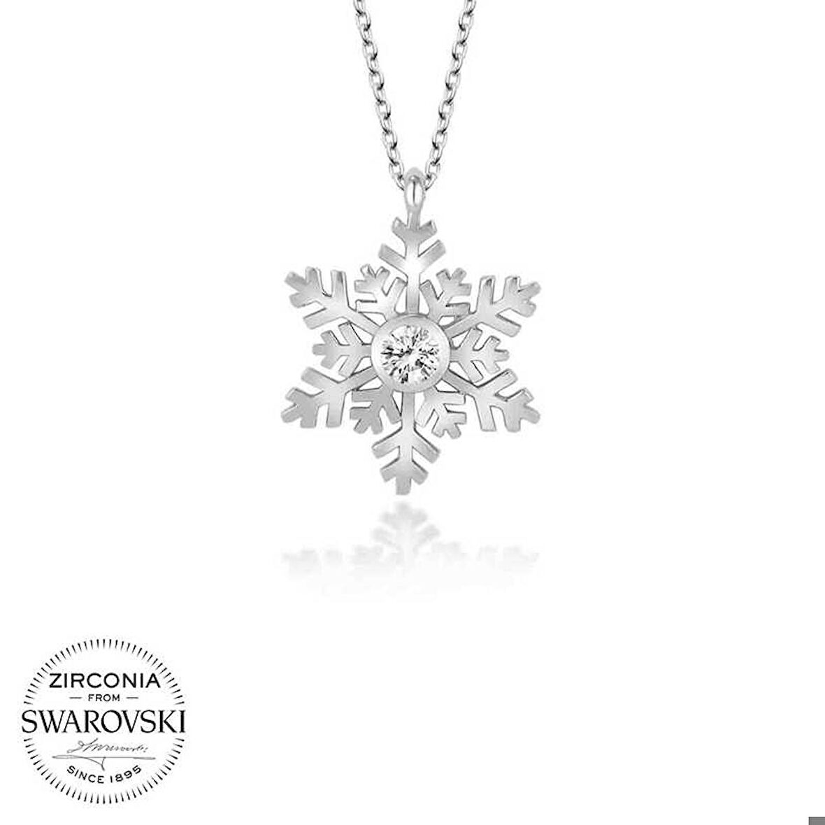 Ebuz Swarovski Taşlı Gümüş Kartanesi Bayan Kolye