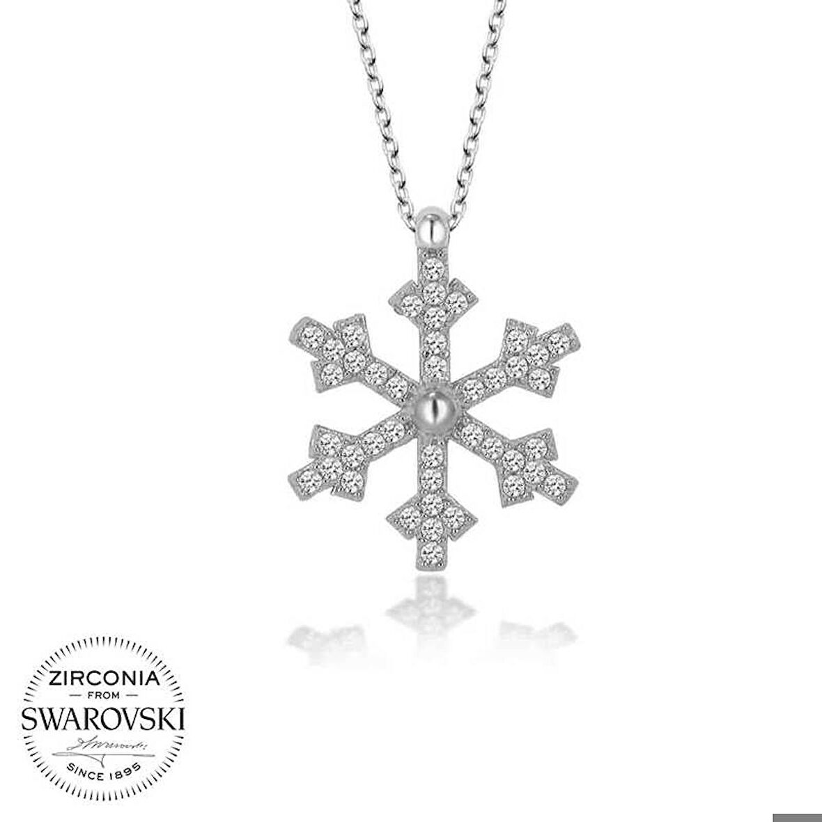 Ebuz Swarovski Taşlı Gümüş Kartanesi Kadın Kolye