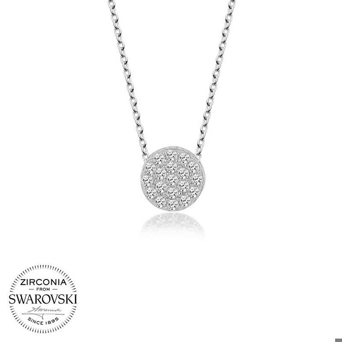 Ebuz Swarovski Taşlı Gümüş Çember Kadın Kolye