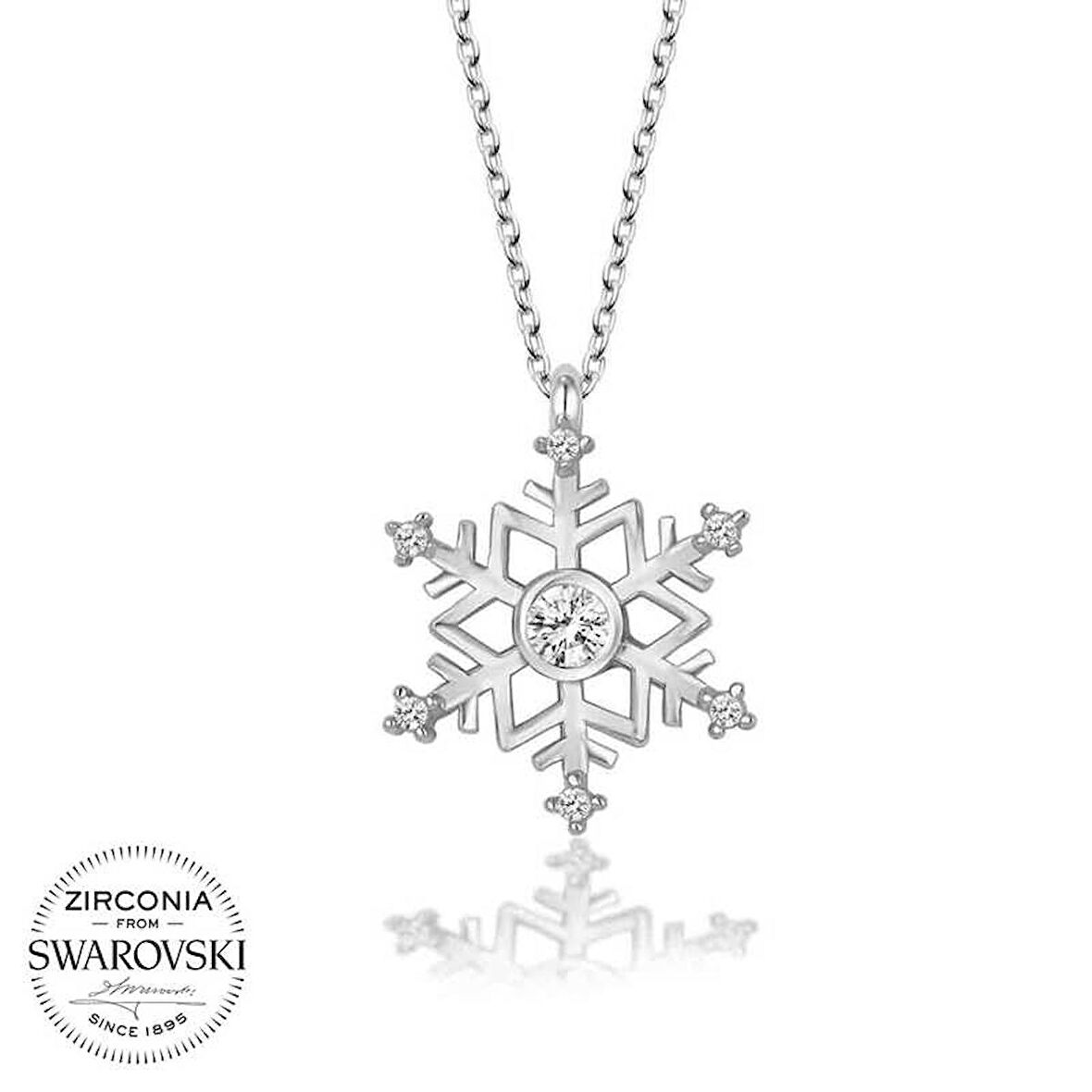 Ebuz Swarovski Taşlı Gümüş Kartanesi Bayan Kolye