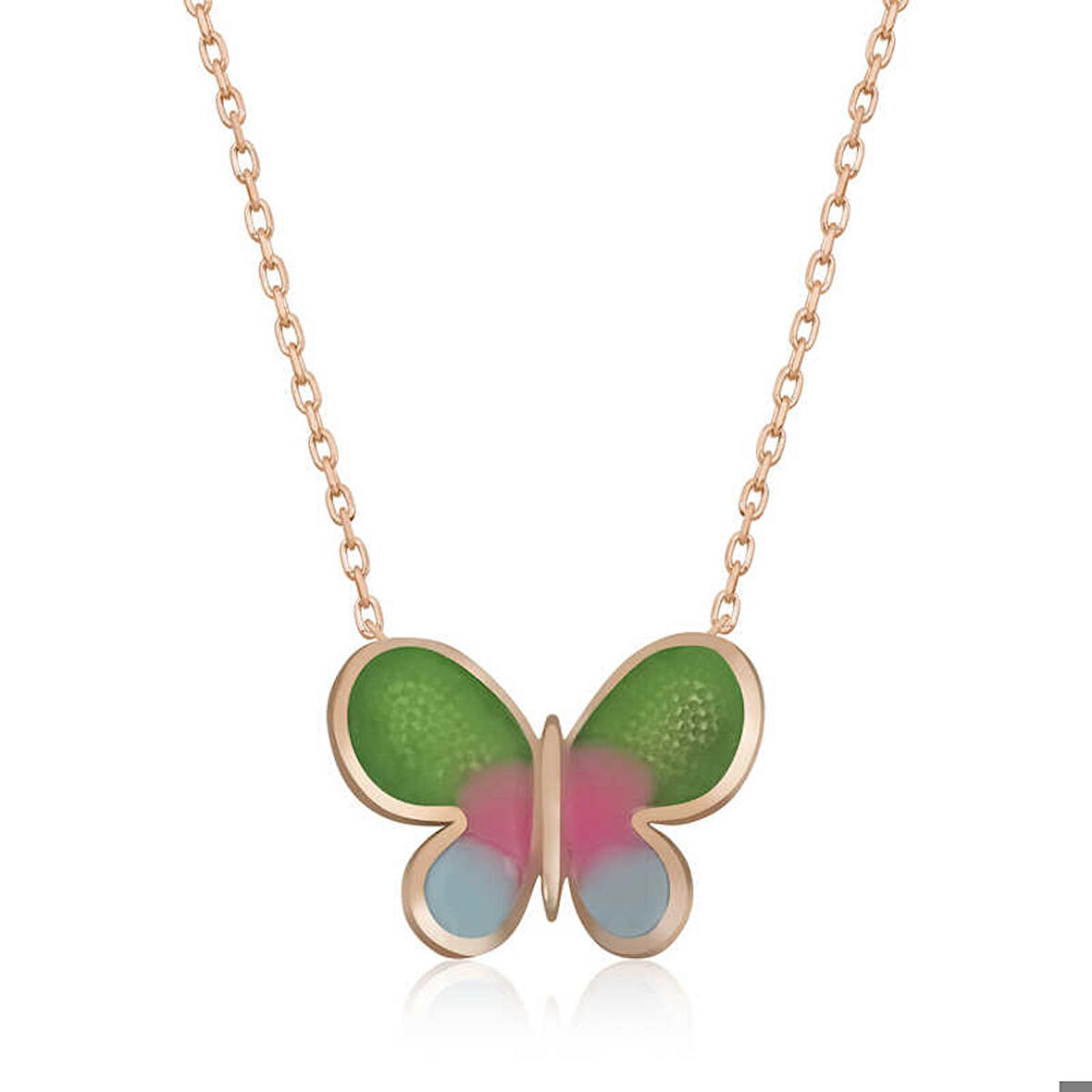 Ebuz Gümüş Rose Minimal Kelebek Kadın Kolye