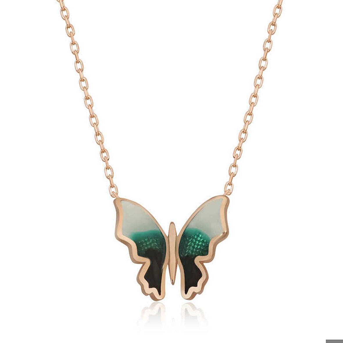 Ebuz Gümüş Rose Minimal Kelebek Kadın Kolye
