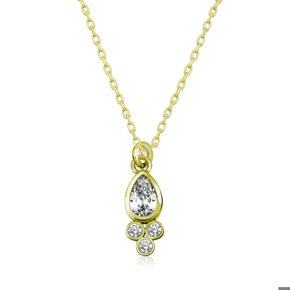 Ebuz Gümüş Gold Çiğ Damlası Tektaş Kadın Kolye