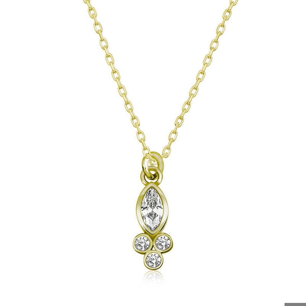 Ebuz Gümüş Gold Çiğ Damlası Mekik Tektaş Kadın Kolye