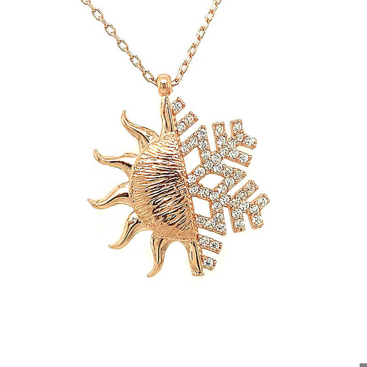 Ebuz Gümüş Rose Güneş Kartanesi Kadın Kolye