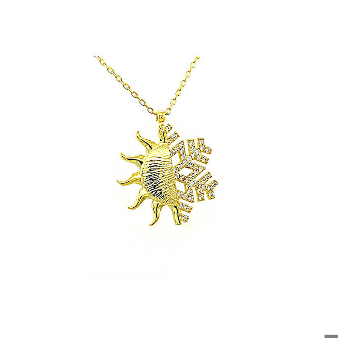 Ebuz Gümüş Gold Güneş Kartanesi Kadın Kolye