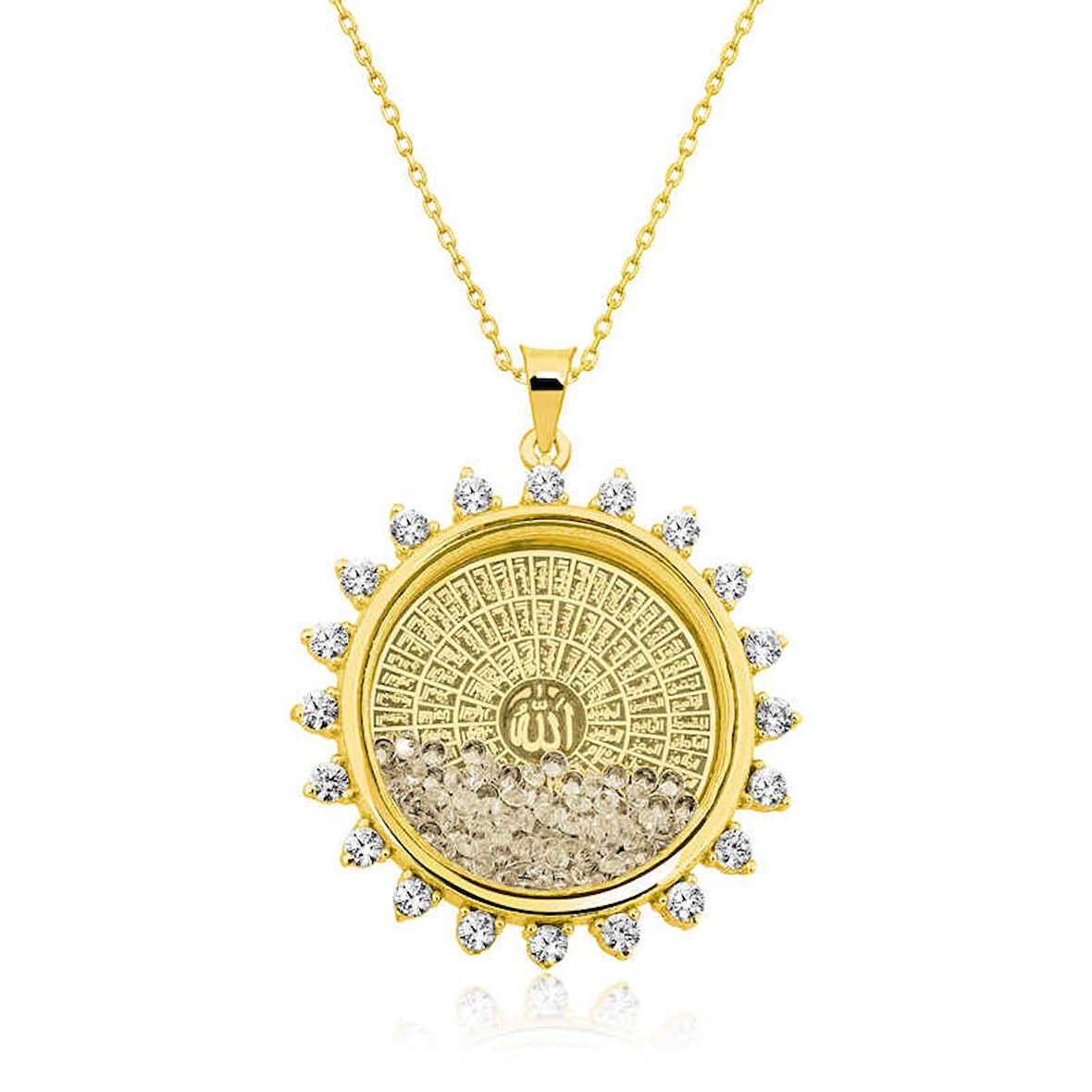 Ebuz Gümüş Gold Esmaül Hüsna Bayan Kolye