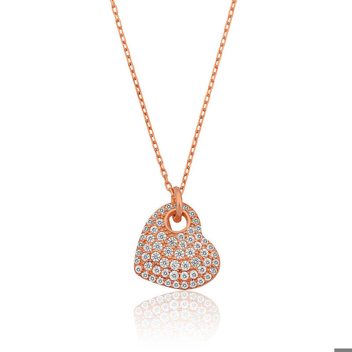 Ebuz Gümüş Rose Kalp Kadın Kolye