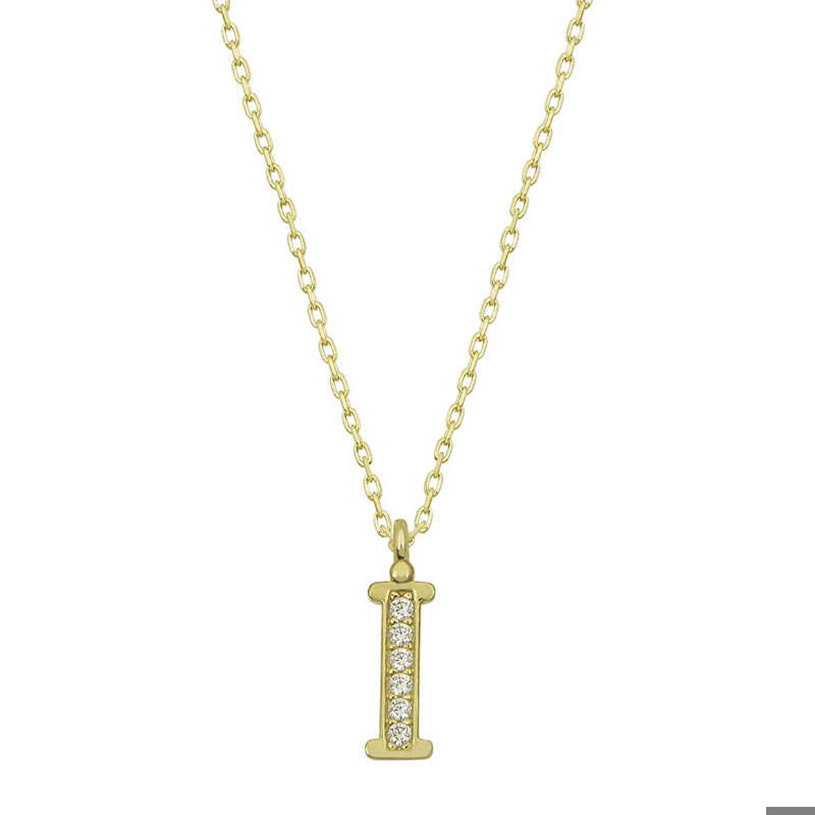 Ebuz Gümüş Gold İ Harfi Kadın Kolye