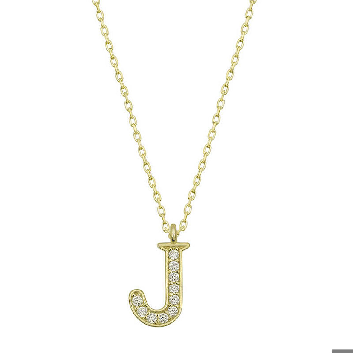 Ebuz Gümüş Gold J Harfi Kadın Kolye