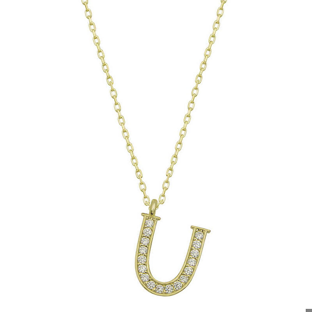 Ebuz Gümüş Gold U Harfi Kadın Kolye