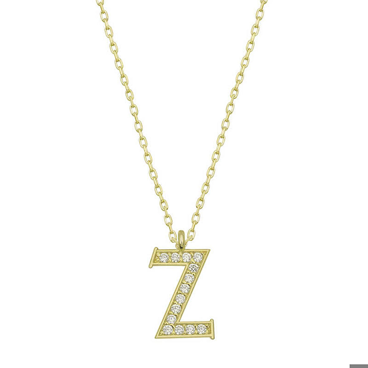 Ebuz Gümüş Gold Z Harfi Kadın Kolye