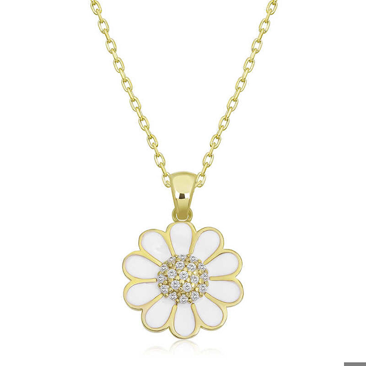 Ebuz Gümüş Gold Papatya Kadın Kolye