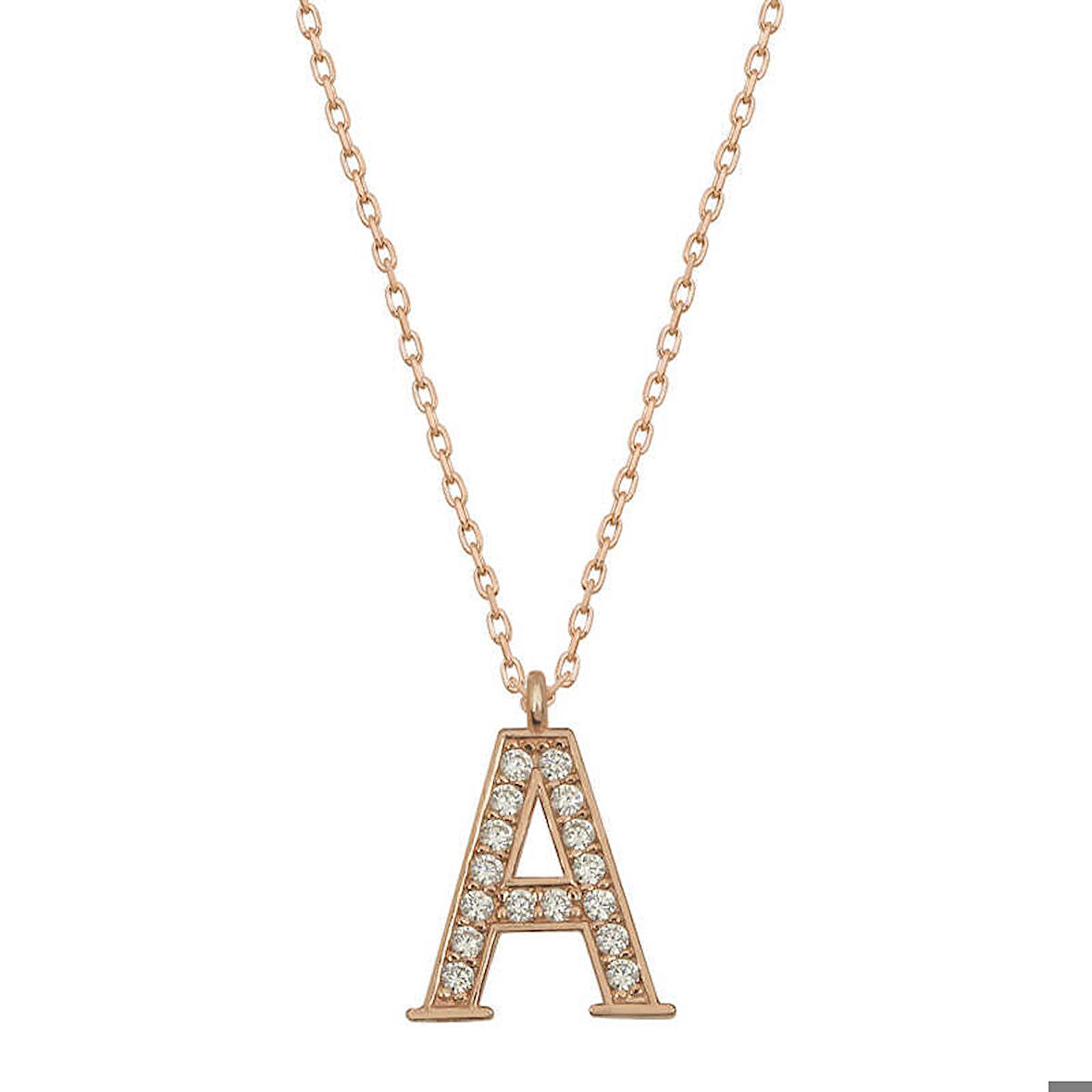 Ebuz Gümüş Rose A Harfi Kadın Kolye