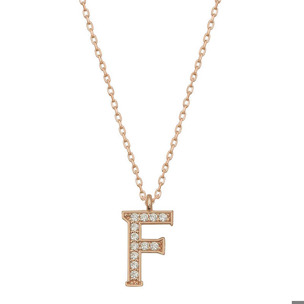 Ebuz Gümüş Rose F Harfi Kadın Kolye