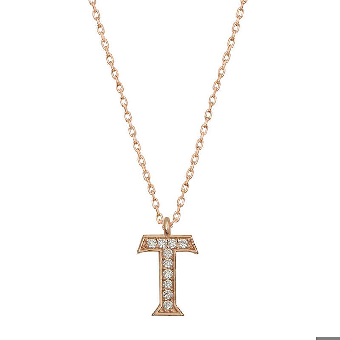 Ebuz Gümüş Rose T Harfi Kadın Kolye