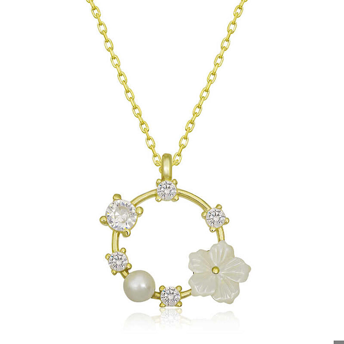 Ebuz Gümüş Gold Manolya Çiçeği Kadın Kolye