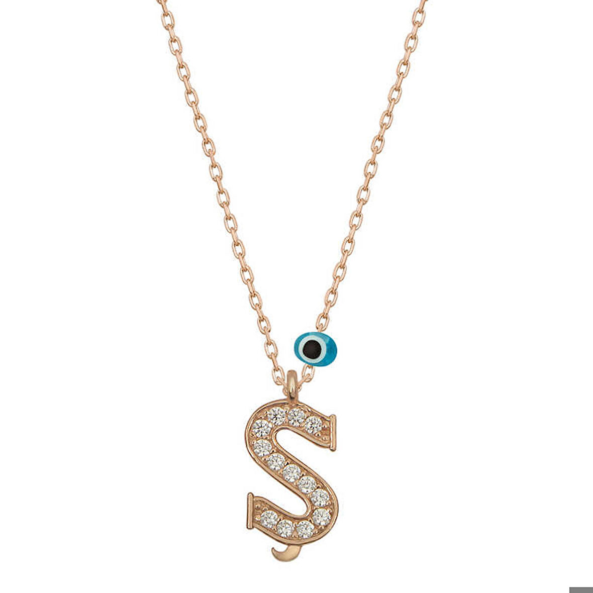 Ebuz Gümüş Nazar Rose Ş Harfi Kadın Kolye