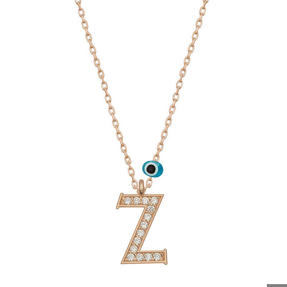 Ebuz Gümüş Nazar Rose Z Harfi Kadın Kolye