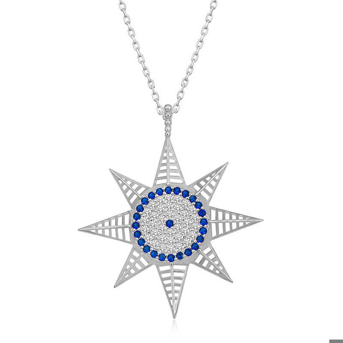 Ebuz Gümüş Nazarlı Kutup Yıldızı Kadın Kolye