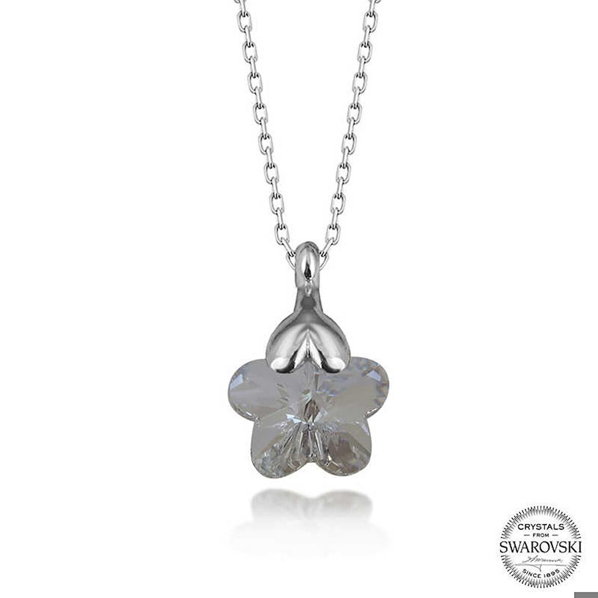 Ebuz Swarovski Crystal Taşlı Papatya Gümüş Kadın Kolye