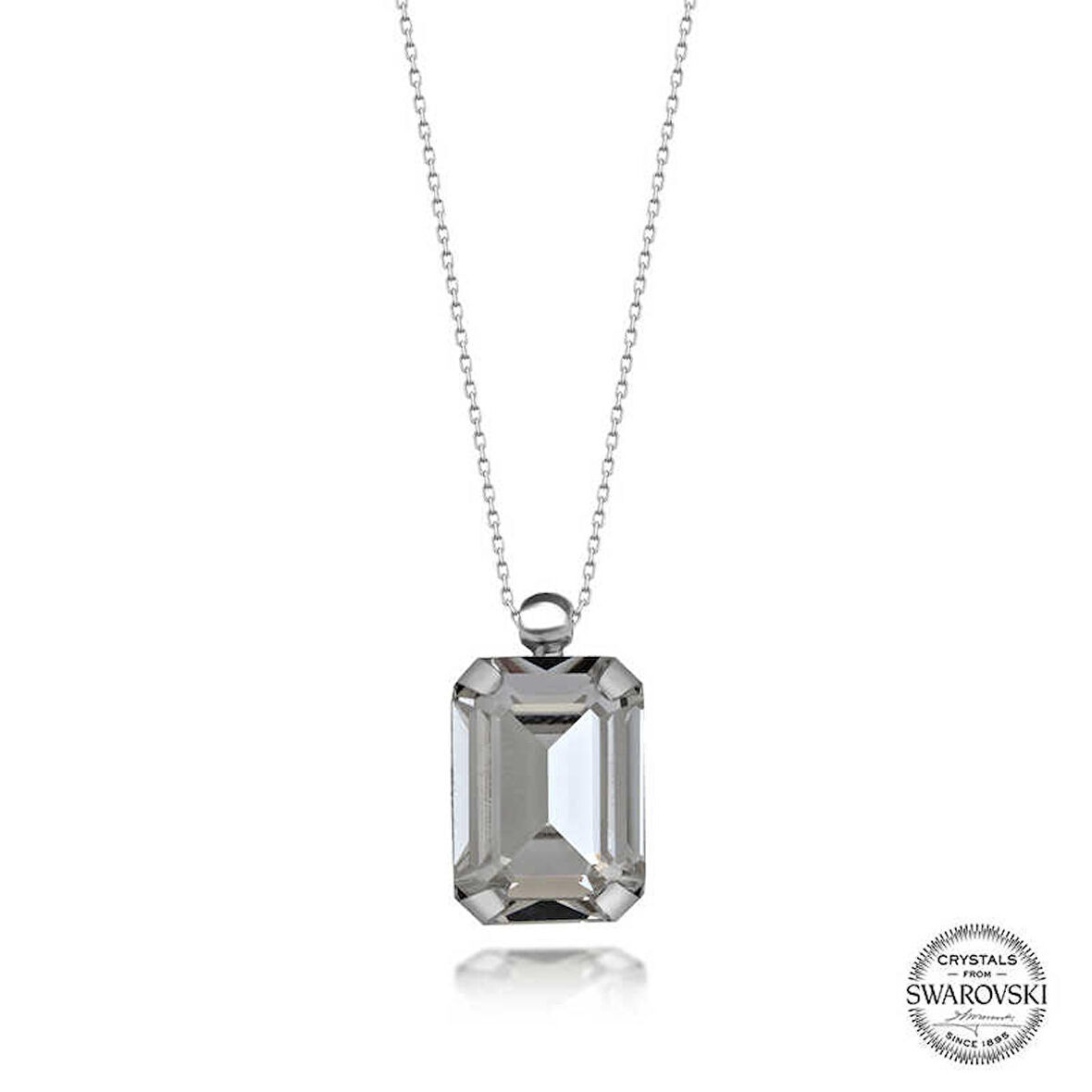 Ebuz Swarovski Crystal Taşlı Baget Gümüş Kadın Kolye