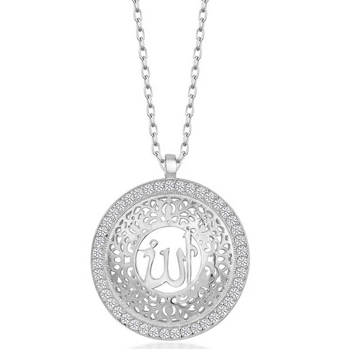 Ebuz Gümüş Allah Yazılı Kadın Kolye