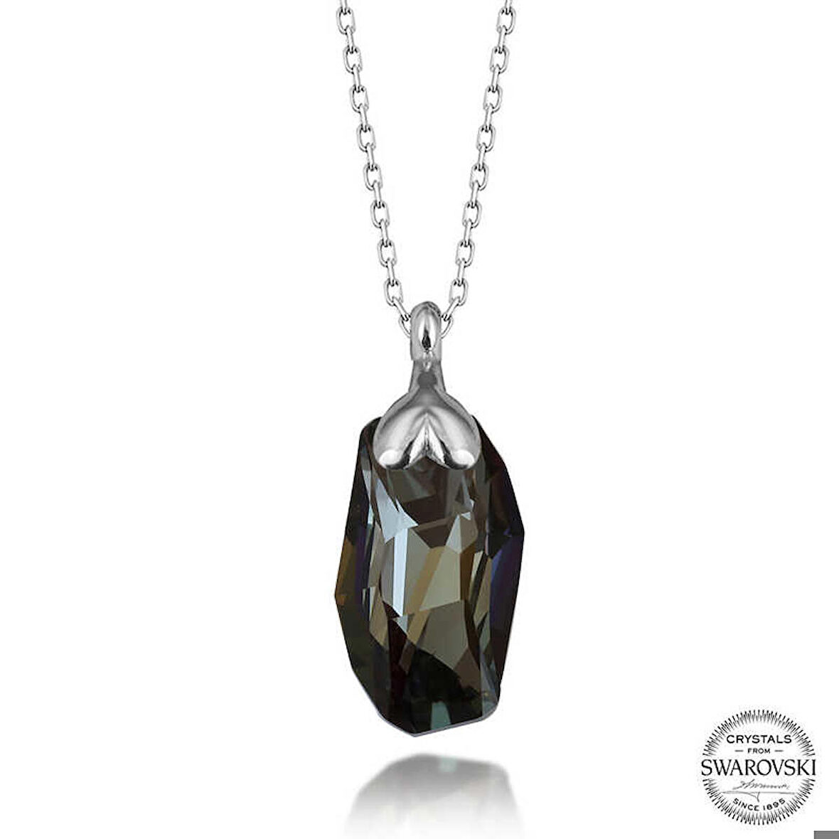 Ebuz Swarovski Crystal Taşlı Özel Kesim Gümüş Kadın Kolye