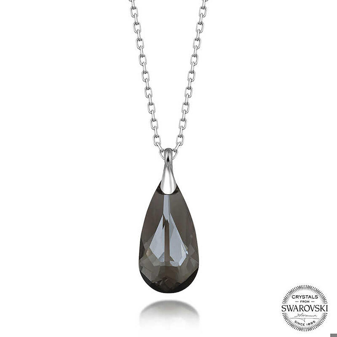Ebuz Swarovski Crystal Taşlı Damla Gümüş Kadın Kolye