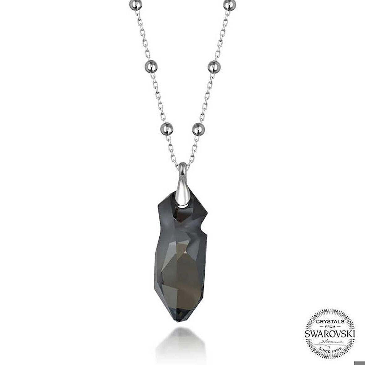 Ebuz Swarovski Crystal Taşlı Top Zincir Gümüş Kadın Kolye