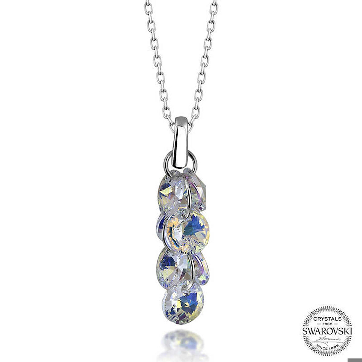 Ebuz Swarovski Crystal Taşlı Salkım Gümüş Kadın Kolye