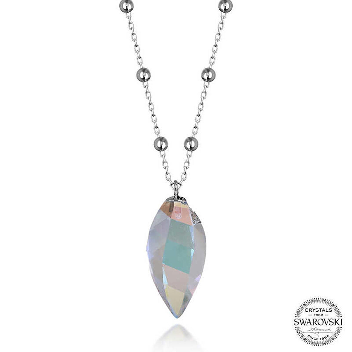 Ebuz Swarovski Crystal Taşlı Top Zincir Gümüş Kadın Kolye
