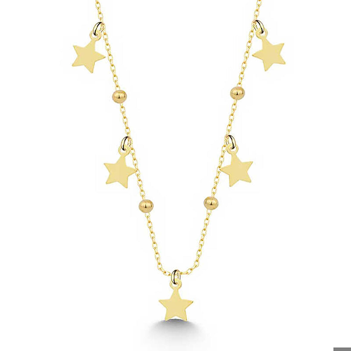 Ebuz Gümüş Gold Yıldızlı Dorika Kadın Kolye