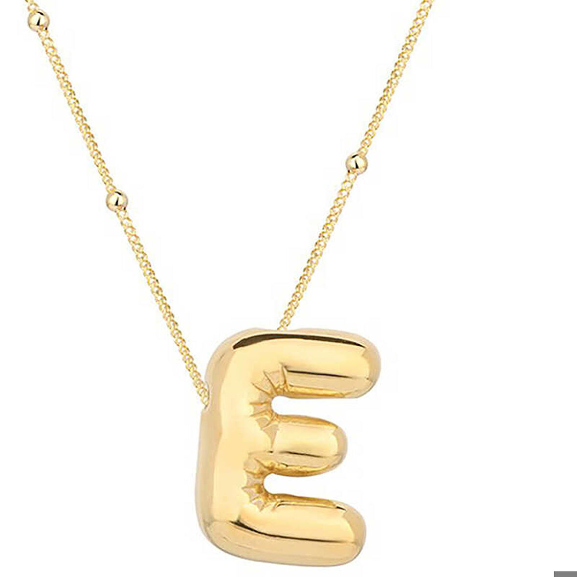 Ebuz Gümüş Gold Balon E Harfi Kadın Kolye