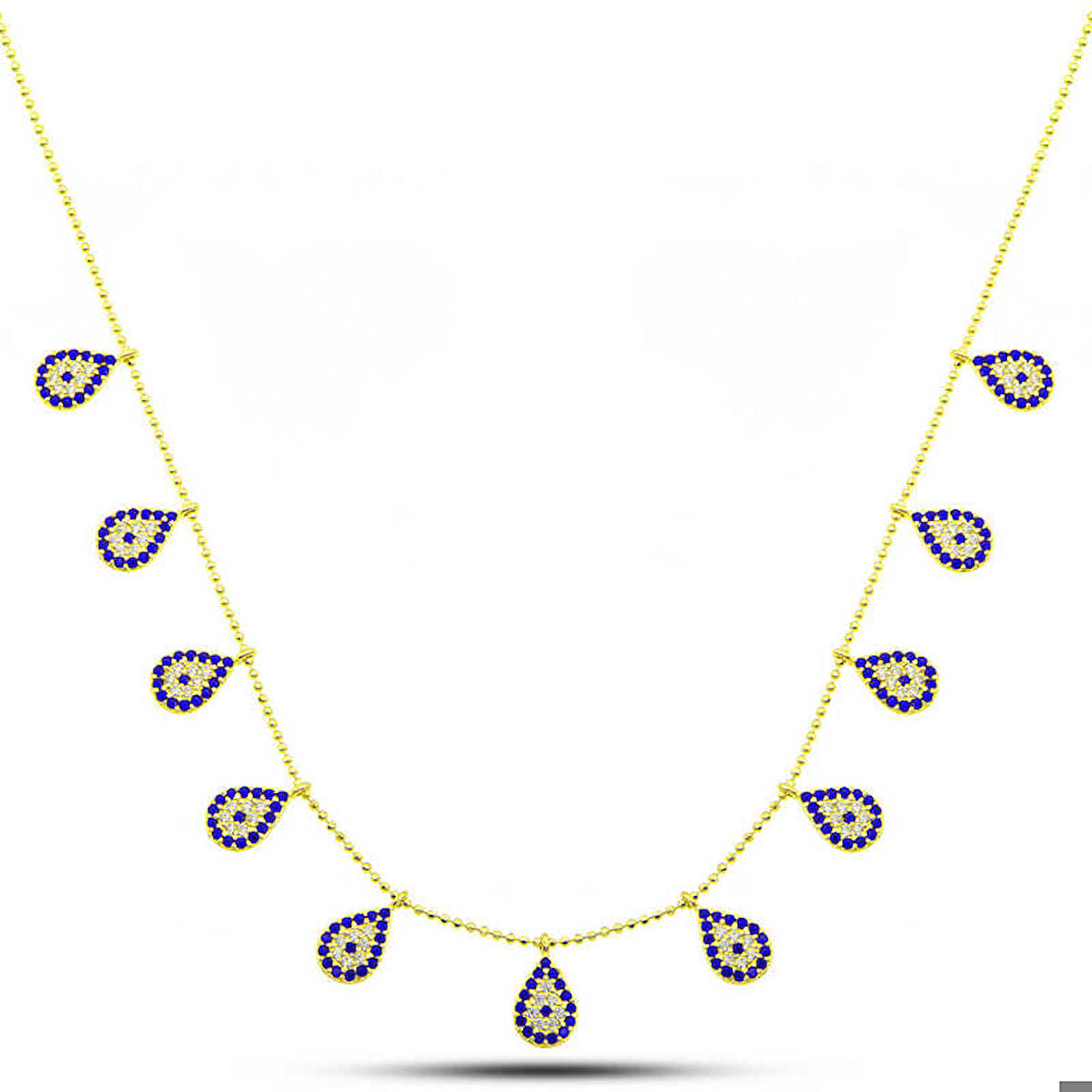 Ebuz Gümüş Gold Damla Nazarlı Şans Kadın Kolye