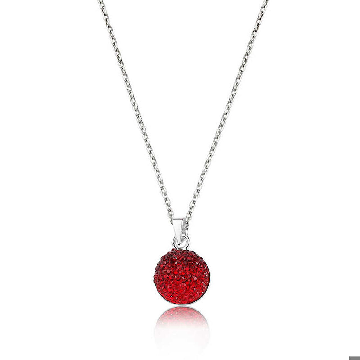 Ebuz Gümüş Kırmızı Kristal Taşlı Kadın Kolye