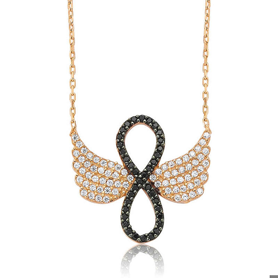 Ebuz Gümüş Melek Kanadı Sonsuzluk Kadın Kolye