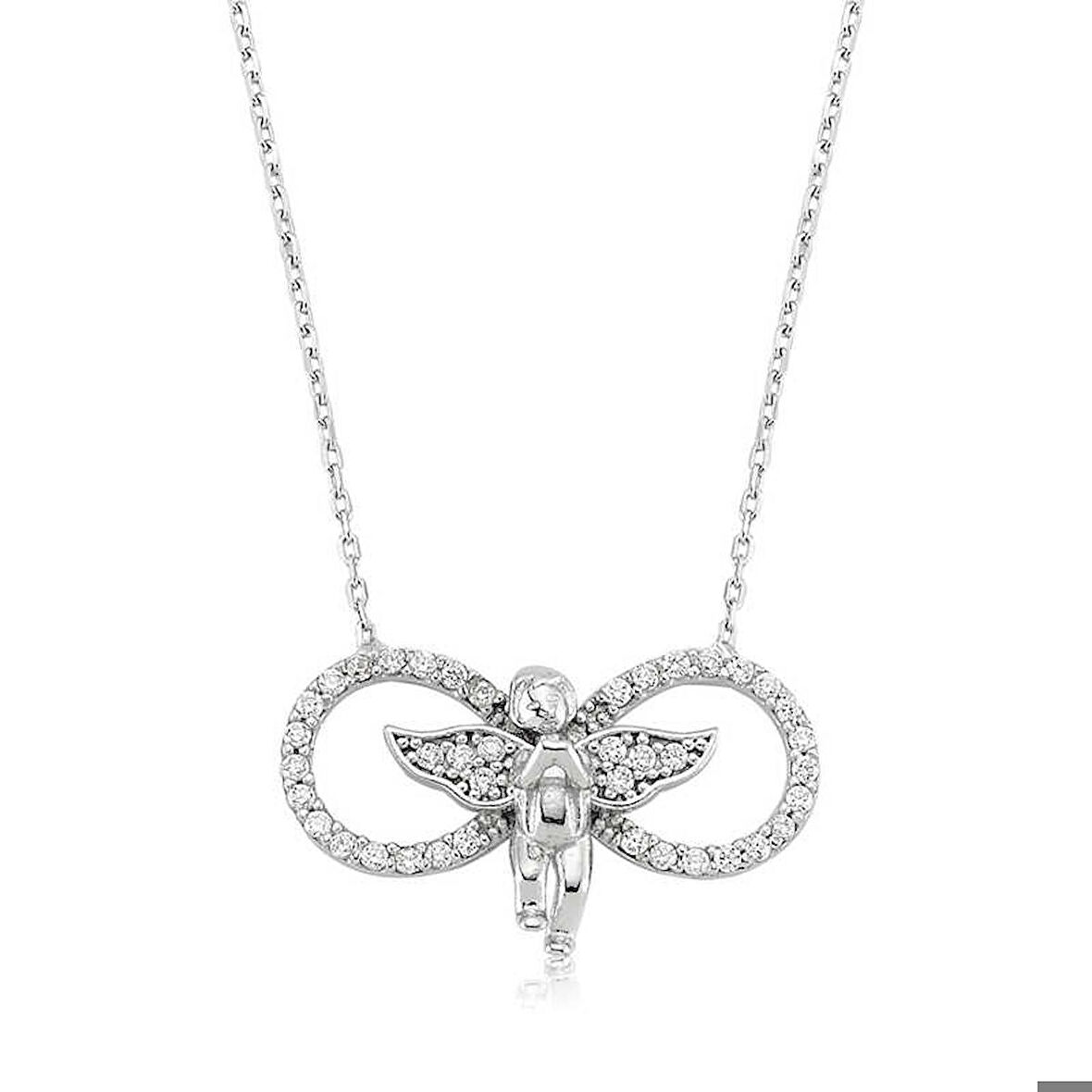 Ebuz Gümüş Sonsuzluk Melek Kadın Kolye