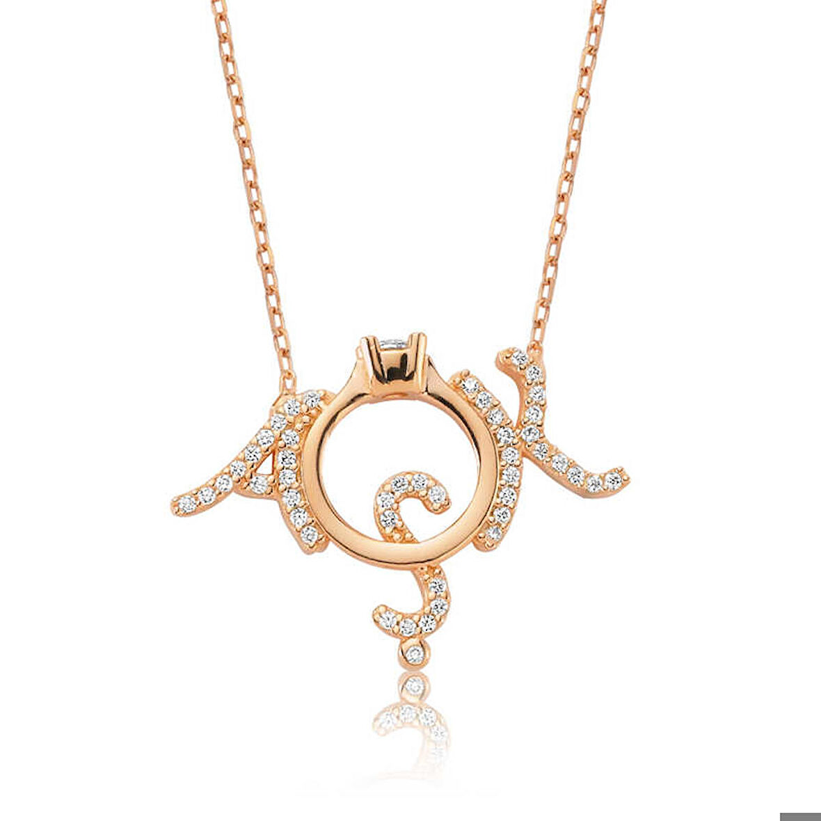 Ebuz Gümüş Tek Taş Aşk Kadın Kolye