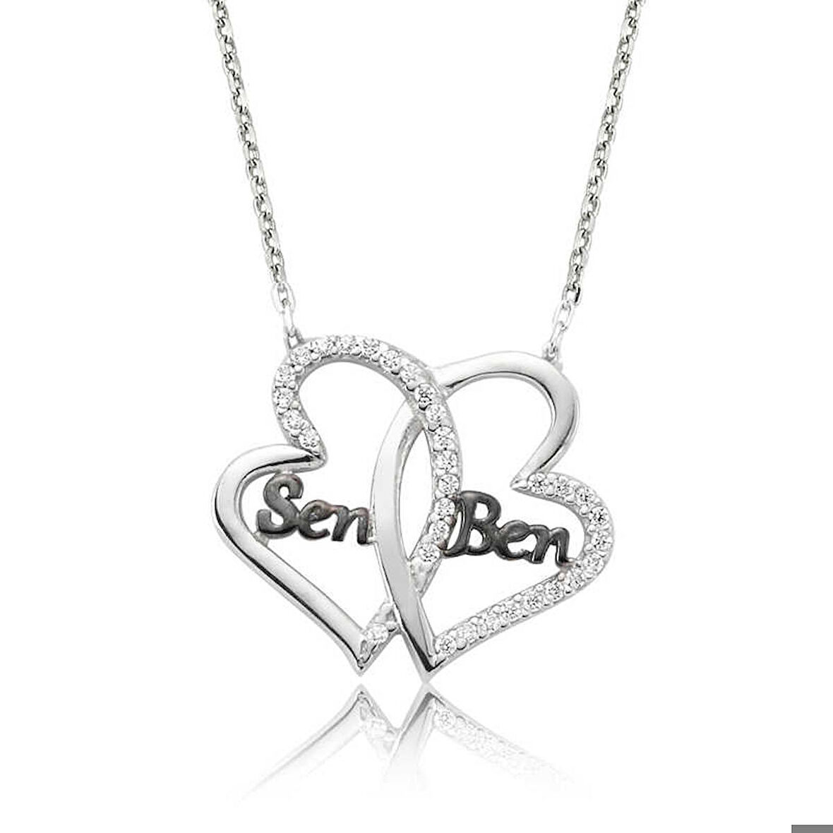 Ebuz Gümüş Kalpli Sen Ben Kadın Kolye
