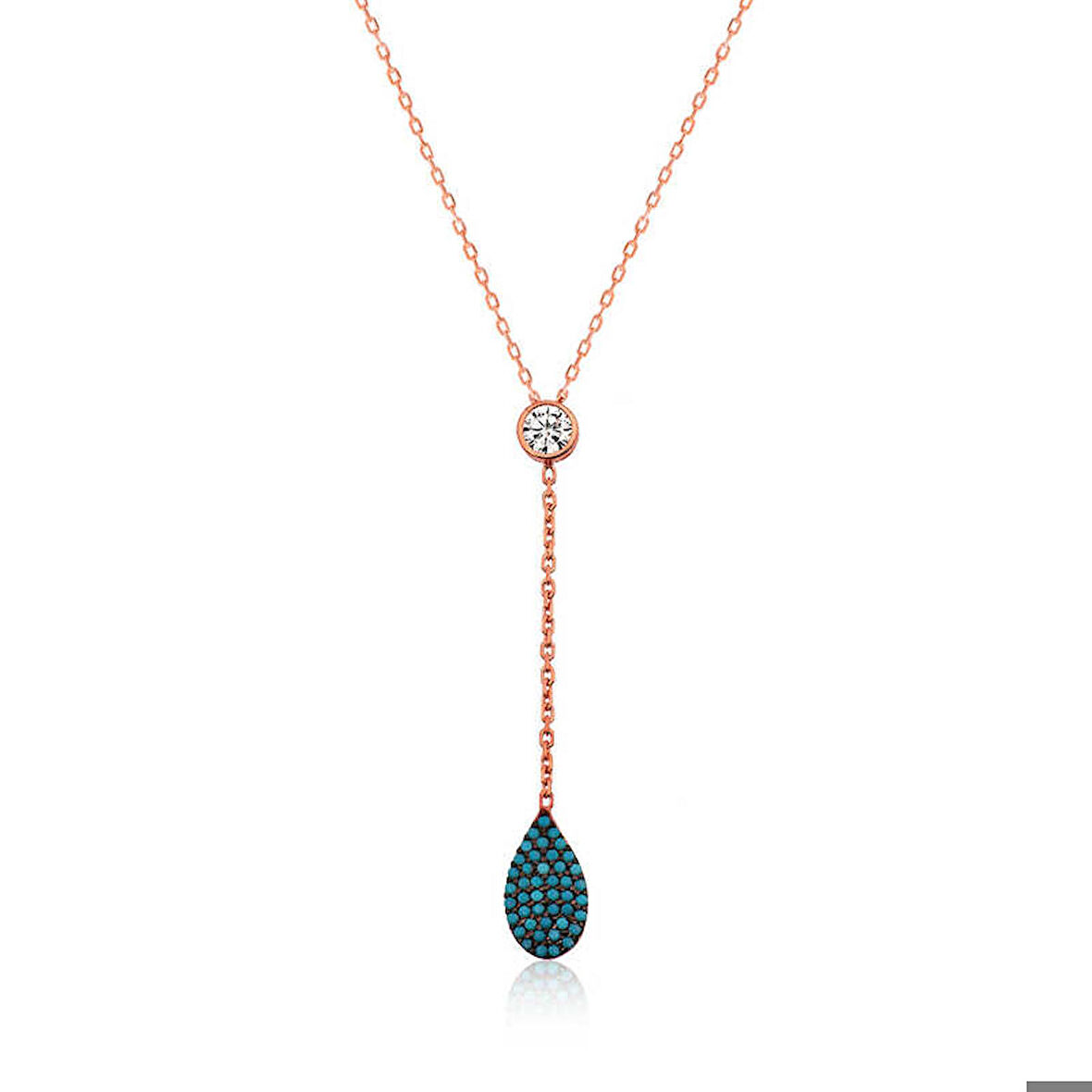 Ebuz Gümüş Rose Aşk Damlası Kadın Kolye