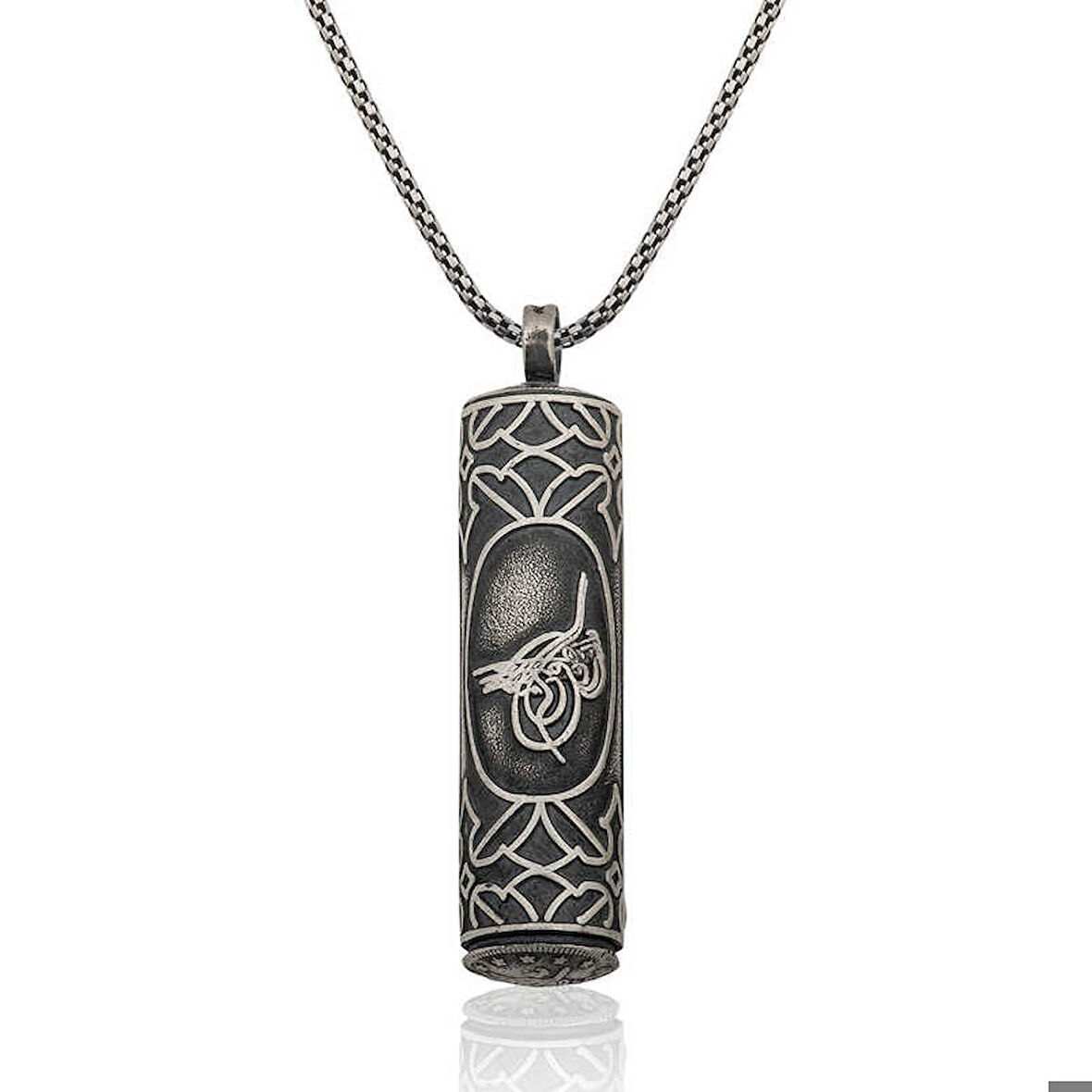 Ebuz Gümüş İçi Açılabilen Tuğralı Silindir Muskalık