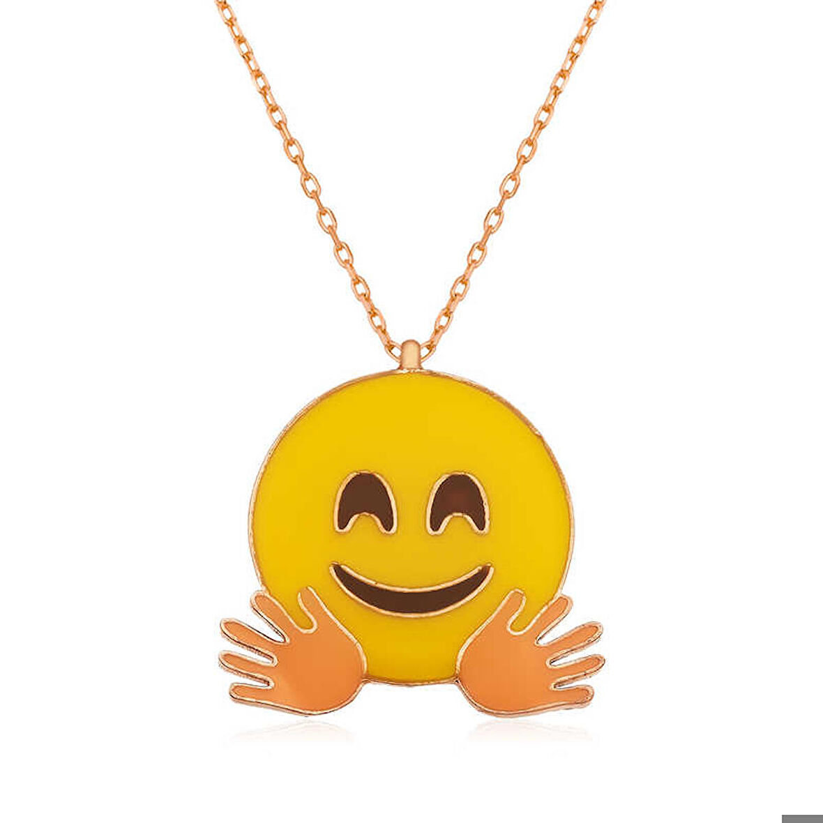 Ebuz ​Gümüş Rose El Sallayan Emoji Bayan Kolye