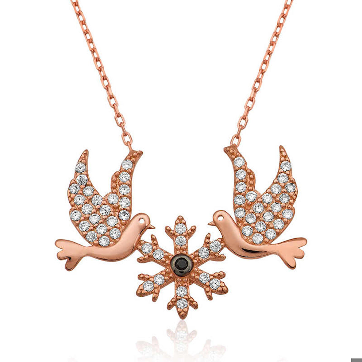 Ebuz Gümüş Aşk Kuşları Kolye