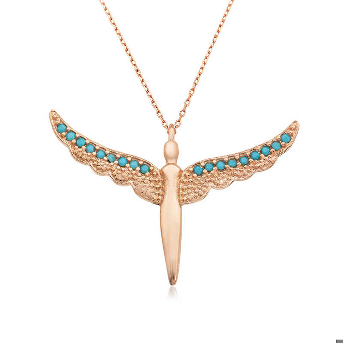 Ebuz Gümüş Kanatlı Melek Kadın Kolye