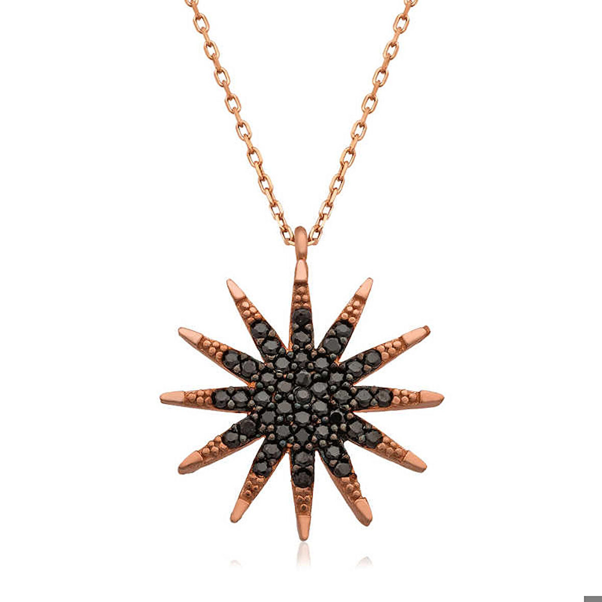 Ebuz Gümüş Rose Kutup Yıldızı Kadın Kolye