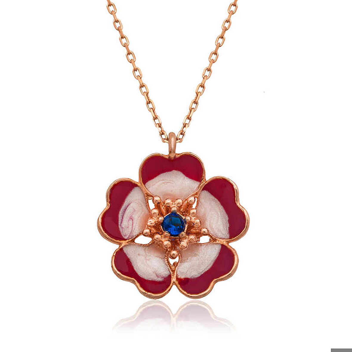 Ebuz Gümüş Manolya Çiçeği Kadın Kolye