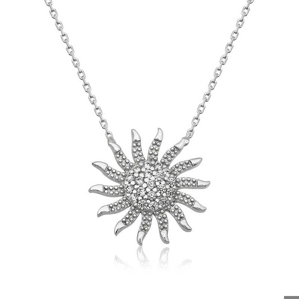 Ebuz ​Gümüş Güneş Kadın Kolye